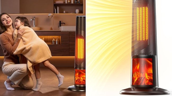 The heater operates quietly, making it well-suited for use in bedrooms and offices.
