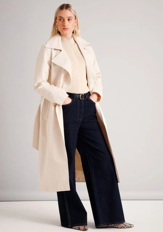 Basque Organic Cotton Blend Structured Trench Coat in Ecru, was $219.95, now $99.